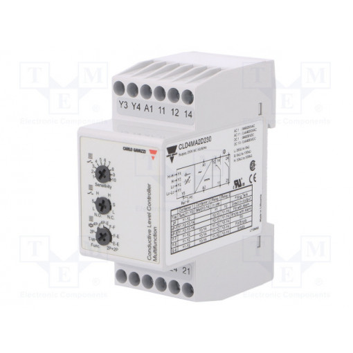 CLD4MA2D230; Module: level monitoring relay; conductive fluid level; 230VAC; CARLO GAVAZZI CLD4MA2D230; Module: level monitoring relay; conductive fluid level; 230VAC; CARLO GAVAZZI