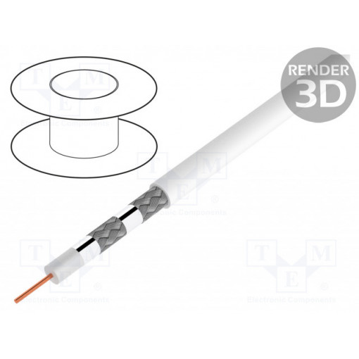 74022; Wire: coaxial; solid; CCS; PVC; white; 500m; 7mm; Goobay 74022; Wire: coaxial; solid; CCS; PVC; white; 500m; 7mm; Goobay