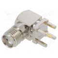 CONSMA002; Socket; SMA; female; angled 90°; 50Ω; THT; on PCBs; teflon; LINX TECHNOLOGIES