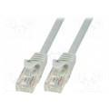 CP2012U; Patch cord; U/UTP; 6; stranded; CCA; PVC; grey; 250mm; 24AWG; LOGILINK