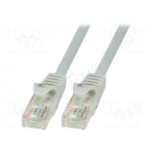 CP2012U; Patch cord; U/UTP; 6; stranded; CCA; PVC; grey; 250mm; 24AWG; LOGILINK