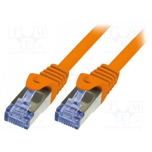 CQ3038S; Patch cord; S/FTP; 6a; stranded; Cu; LSZH; orange; 1m; 26AWG; LOGILINK