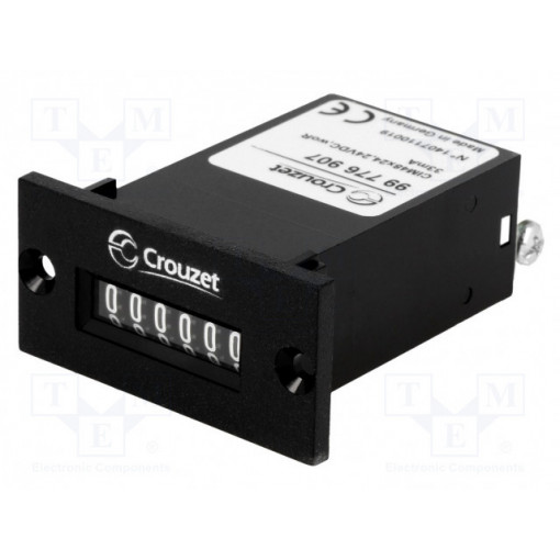 99776907; Counter: electromechanical; pulses; 999999; Resetting: none; IP40; CROUZET