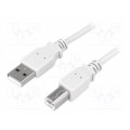 CU0007; Cable; USB 2.0; USB A plug,USB B plug; nickel plated; 1.8m; grey; LOGILINK