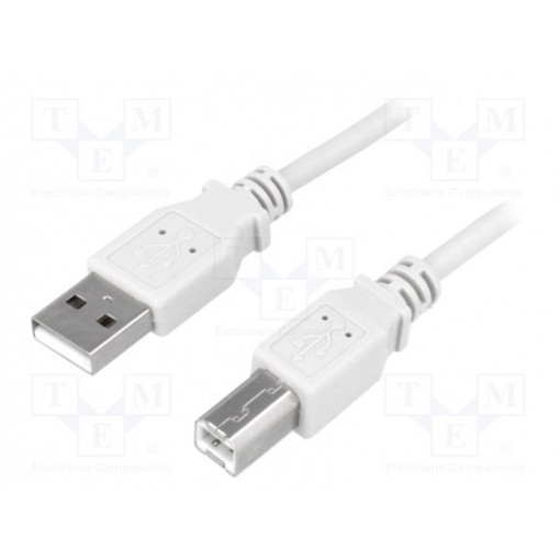 CU0007; Cable; USB 2.0; USB A plug,USB B plug; nickel plated; 1.8m; grey; LOGILINK