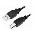 CU0007B; Cable; USB 2.0; USB A plug,USB B plug; nickel plated; 2m; black; LOGILINK