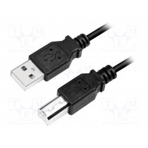 CU0007B; Cable; USB 2.0; USB A plug,USB B plug; nickel plated; 2m; black; LOGILINK