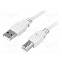 CU0008; Cable; USB 2.0; USB A plug,USB B plug; nickel plated; 3m; grey; LOGILINK