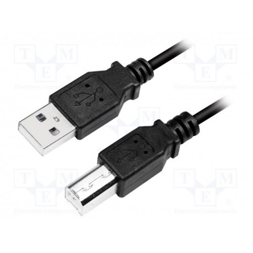 CU0008B; Cable; USB 2.0; USB A plug,USB B plug; nickel plated; 3m; black; LOGILINK