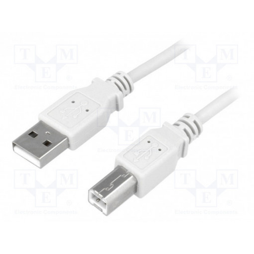 CU0009; Cable; USB 2.0; USB A plug,USB B plug; nickel plated; 5m; grey; LOGILINK