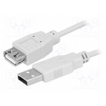CU0011; Cable; USB 2.0; USB A socket,USB A plug; nickel plated; 3m; grey; LOGILINK