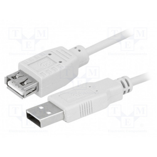 CU0011; Cable; USB 2.0; USB A socket,USB A plug; nickel plated; 3m; grey; LOGILINK