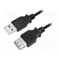 CU0012B; Cable; USB 2.0; USB A socket,USB A plug; nickel plated; 5m; black; LOGILINK
