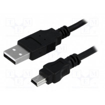 CU0014; Cable; USB 2.0; USB A plug,USB B mini plug; nickel plated; 1.8m; LOGILINK
