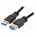 CU0041; Cable; USB 3.0; USB A socket,USB A plug; nickel plated; 1m; black; LOGILINK