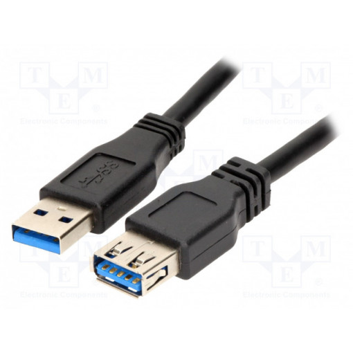 CU0041; Cable; USB 3.0; USB A socket,USB A plug; nickel plated; 1m; black; LOGILINK