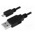 CU0057; Cable; USB A plug,USB B micro plug; nickel plated; 0.6m; black; LOGILINK