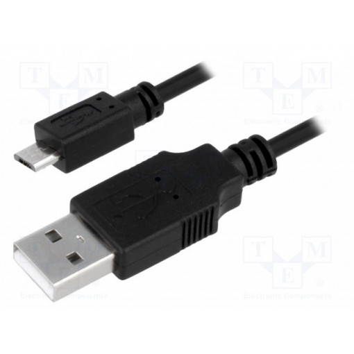 CU0057; Cable; USB A plug,USB B micro plug; nickel plated; 0.6m; black; LOGILINK