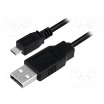 CU0058; Cable; USB A plug,USB B micro plug; nickel plated; 1m; black; LOGILINK