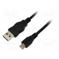 CU0059; Cable; USB A plug,USB B micro plug; nickel plated; 3m; black; LOGILINK