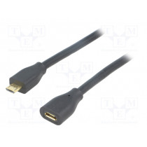 CU0120; Cable; USB 2.0; USB B micro plug,USB B micro socket; 0.5m; black; LOGILINK