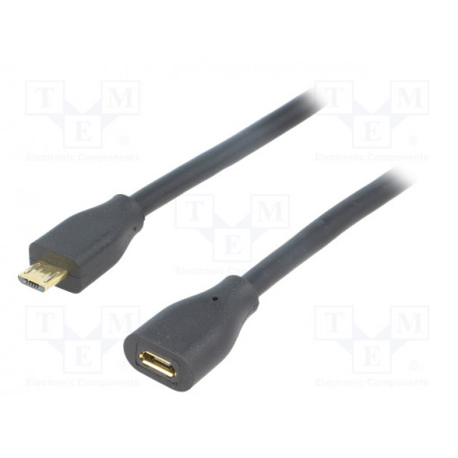 CU0120; Cable; USB 2.0; USB B micro plug,USB B micro socket; 0.5m; black; LOGILINK