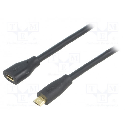 CU0121; Cable; USB 2.0; USB B micro plug,USB B micro socket; 1m; black; LOGILINK