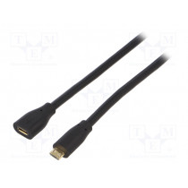 CU0122; Cable; USB 2.0; USB B micro plug,USB B micro socket; 1.5m; black; LOGILINK