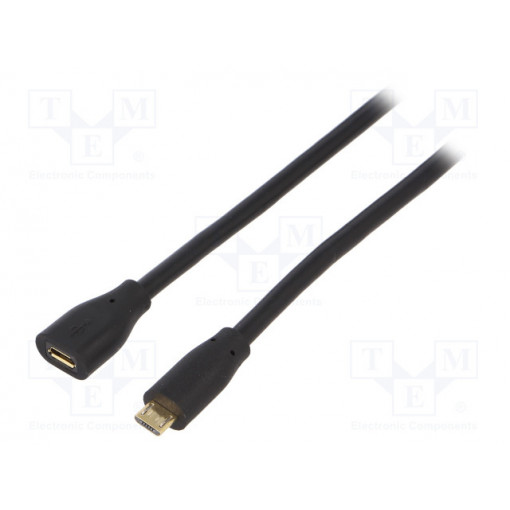 CU0124; Cable; USB 2.0; USB B micro plug,USB B micro socket; 3m; black; LOGILINK