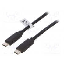 CU0128; Cable; USB 3.1; both sides,USB C plug; 0.5m; black; 10Gbps; LOGILINK