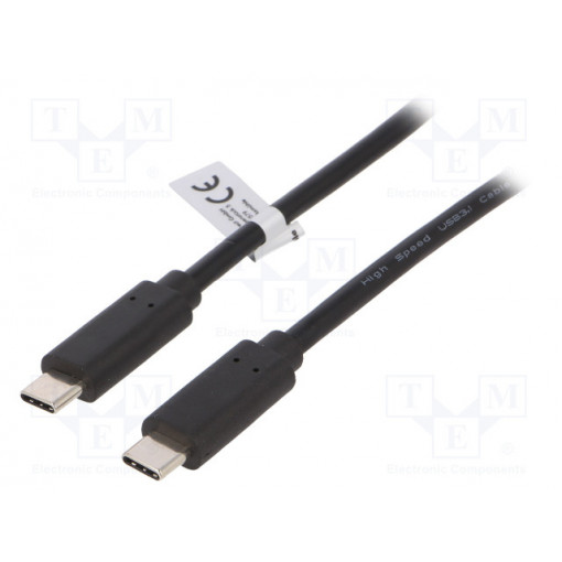 CU0128; Cable; USB 3.1; both sides,USB C plug; 0.5m; black; 10Gbps; LOGILINK
