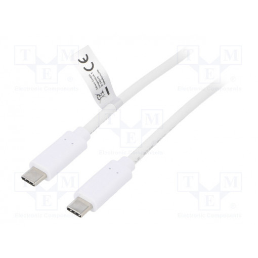 CU0131; Cable; USB 3.1; both sides,USB C plug; 1m; white; 10Gbps; LOGILINK