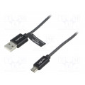 CU0132; Cable; USB A plug,USB B micro plug; 1m; grey; LOGILINK