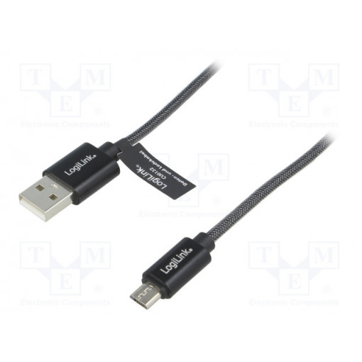 CU0132; Cable; USB A plug,USB B micro plug; 1m; grey; LOGILINK