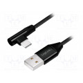 CU0138; Cable; USB 2.0; USB A plug,USB C angled plug; 1m; black; LOGILINK