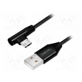 CU0141; Cable; USB 2.0; USB A plug,USB B micro plug (angle); 0.3m; black; LOGILINK