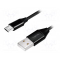 CU0144; Cable; USB 2.0; USB A plug,USB B micro plug; 1m; black; LOGILINK
