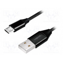 CU0144; Cable; USB 2.0; USB A plug,USB B micro plug; 1m; black; LOGILINK CU0144; Cable; USB 2.0; USB A plug,USB B micro plug; 1m; black; LOGILINK