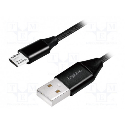 CU0144; Cable; USB 2.0; USB A plug,USB B micro plug; 1m; black; LOGILINK CU0144; Cable; USB 2.0; USB A plug,USB B micro plug; 1m; black; LOGILINK