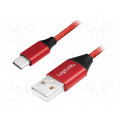 CU0148; Cable; USB 2.0; USB A plug,USB C plug; 1m; red; LOGILINK