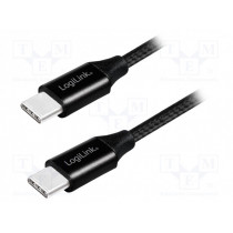 CU0154; Cable; USB 2.0; both sides,USB C plug; 1m; black; LOGILINK