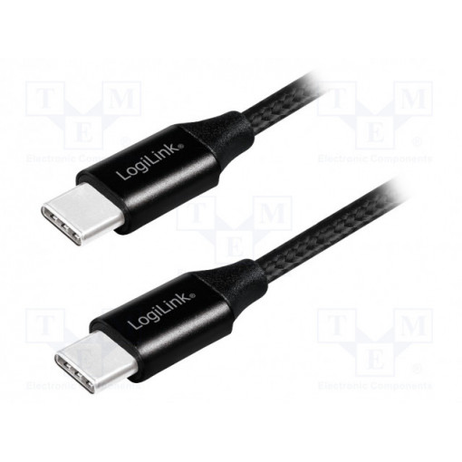 CU0154; Cable; USB 2.0; both sides,USB C plug; 1m; black; LOGILINK