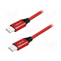 CU0156; Cable; USB 2.0; both sides,USB C plug; 1m; red; LOGILINK