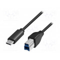 CU0163; Cable; USB 3.0; USB B plug,USB C plug; 2m; black; LOGILINK
