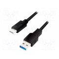 CU0170; Cable; USB 3.0; USB A plug,USB C plug; 2m; black; LOGILINK