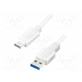 CU0172; Cable; USB 3.0; USB A plug,USB C plug; 0.15m; white; LOGILINK