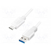 CU0177; Cable; USB 3.0; USB A plug,USB C plug; 3m; white; LOGILINK