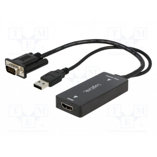 CV0060; Cable; D-Sub 15pin HD plug,HDMI socket,USB A plug; black; LOGILINK