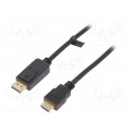 CV0126; Cable; DisplayPort 1.2; DisplayPort plug,HDMI plug; 1m; black; LOGILINK