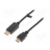CV0126; Cable; DisplayPort 1.2; DisplayPort plug,HDMI plug; 1m; black; LOGILINK